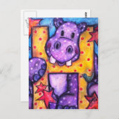 H ist für Hippo Postkarte (Vorne/Hinten)
