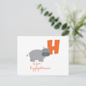 H ist für Hippopotamus Postkarte (Stehend Vorderseite)