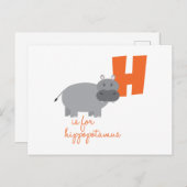 H ist für Hippopotamus Postkarte (Vorne/Hinten)