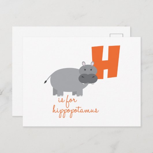 H ist für Hippopotamus Postkarte (Vorne/Hinten)