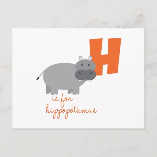 H ist für Hippopotamus Postkarte (Vorderseite)
