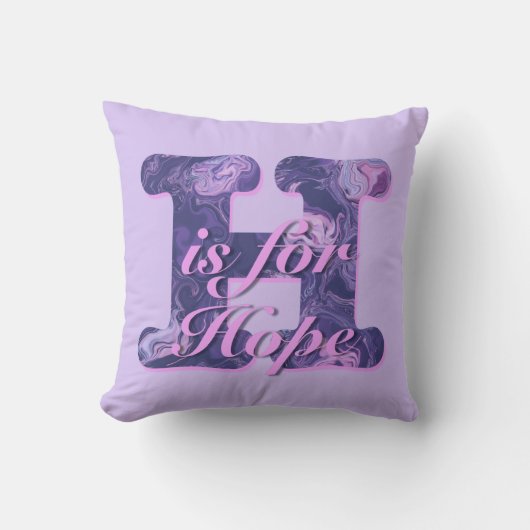H ist für Hope Lila Abstraktes Kissen (Vorderseite)