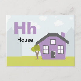 H ist für House - Alphabet Flash Card Postkarte