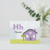 H ist für House - Alphabet Flash Card Postkarte (Stehend Vorderseite)