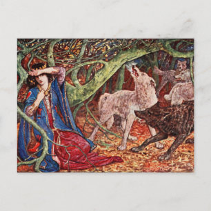 H J Ford Vintage-Illustration Prinzessin und Wölfe Postkarte