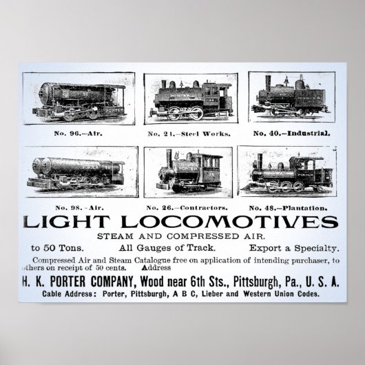 H K Porter & Co. Leichte Lokomotiven Poster (Vorne)