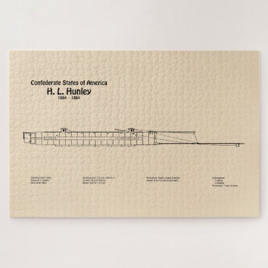 H. L. Hunley - Pläne für ein Schiffskonzept SD Puzzle (Horizontal)