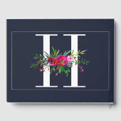 H Letter Initial Monogram Floral Name Wedding Gästebuch (Rückseite)