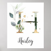 H Letter Monogram Greenerity Kinderzimmer Name Wal Poster (Vorne)