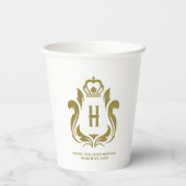 H Mit Monogramm Gold Wappen Paper Cup Pappbecher (Rückseite)