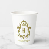 H Mit Monogramm Gold Wappen Paper Cup Pappbecher (Vorderseite)