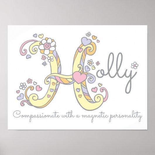 H monogram art Holens name girls meint poster (Vorne)
