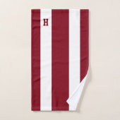 H Monogram auf Crimson & White Strip Badhandtuch Set (Handtuch)