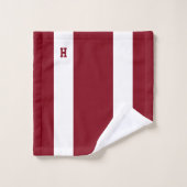 H Monogram auf Crimson & White Strip Badhandtuch Set (Waschlappen)