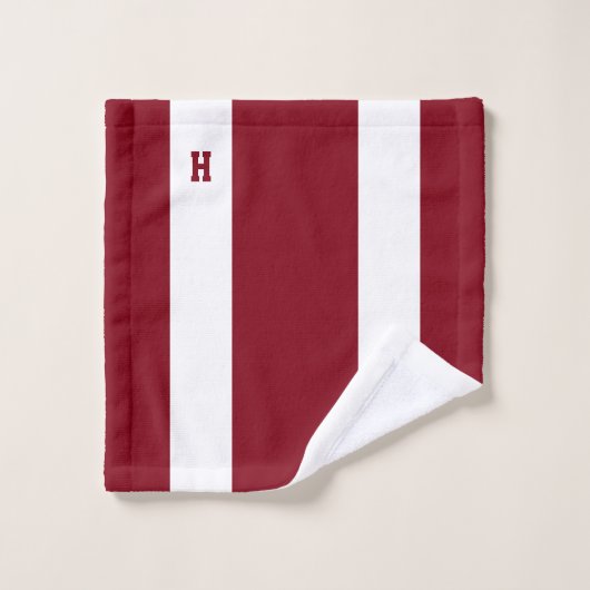 H Monogram auf Crimson & White Strip Badhandtuch Set (Waschlappen)