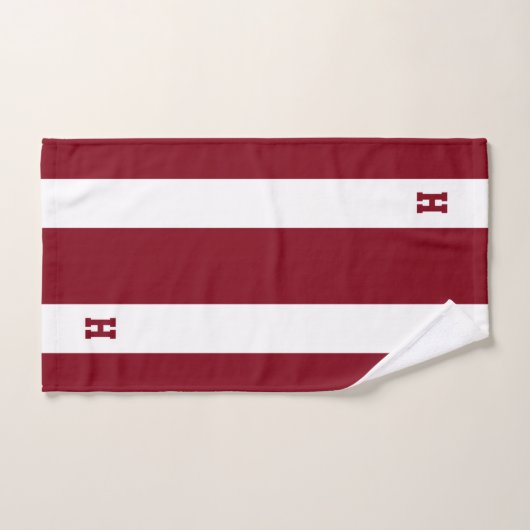 H Monogram auf Crimson & White Strip Badhandtuch Set (Handtuch)