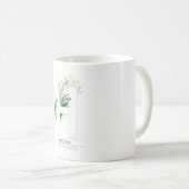 H Monogram Gold Greenery Blätter Eleganter Name Kaffeetasse (VorderseiteRechts)