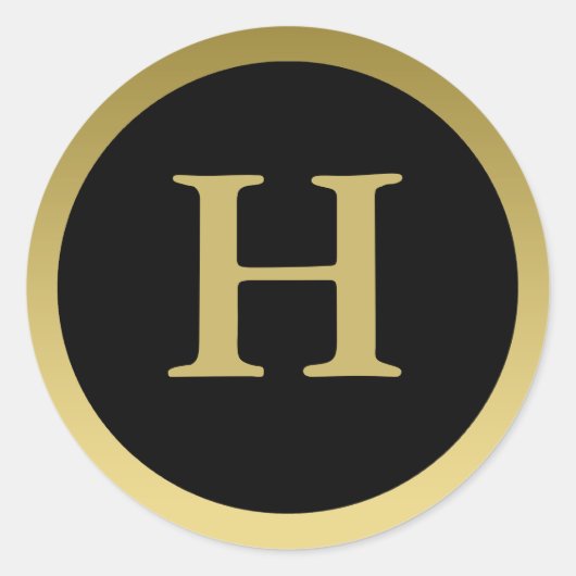 H: Monogram H Elegant Gold und Black Sticker (Vorderseite)