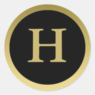 H: Monogram H Elegant Gold und Black Sticker