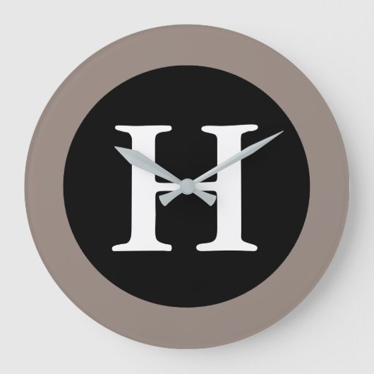 H: Monogram H Large Modern Wall Clock Große Wanduhr (Vorderseite)