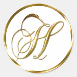 H Monogram Imitate Gold Umschlag oder Günstige Sie Runder Aufkleber