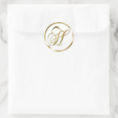H Monogram Imitate Gold Umschlag oder Günstige Sie Runder Aufkleber (Tasche)