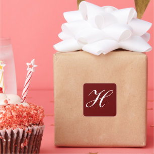 H Monogram Initial White on Maroon Quadratischer Aufkleber