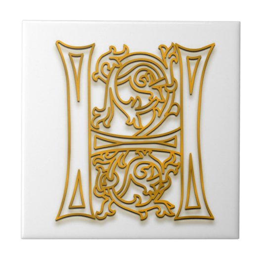 H Monogram "Irish Gold" Keramik Tile Fliese (Vorderseite)