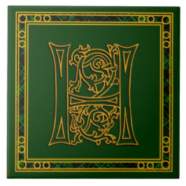 H Monogram "Irish Gold on Green" Keramik Tiles Fliese