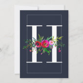 H Monogram letzte erste Hochzeit mit moderner Blau Einladung (Rückseite)