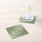 H Monogram Light Green Square Untersetzer (Vor Ort)