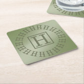 H Monogram Light Green Square Untersetzer (angewinkelt)