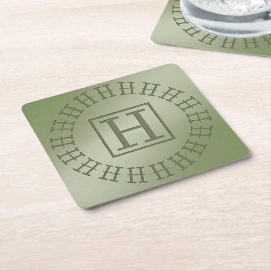 H Monogram Light Green Square Untersetzer (angewinkelt)