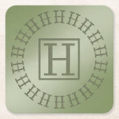H Monogram Light Green Square Untersetzer (Vorderseite)