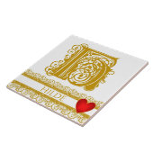 H Monogram Name Gold Lace Red Heft Template Tile Fliese (Seite)