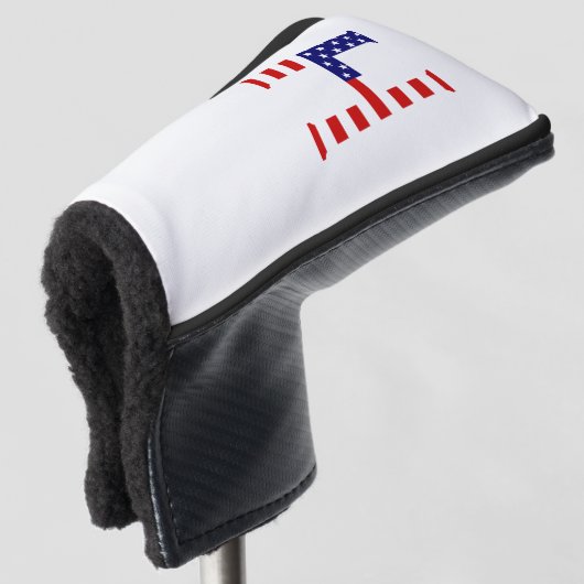H Monogram überlagert auf US Flag Pccer Golf Headcover (3/4 Vorderseite)