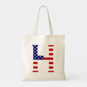 H Monogram überlagert sich auf der Flagge der USA Tragetasche (Rückseite)