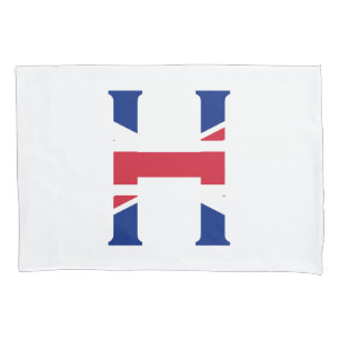H Monogram überlagert sich auf der Unijack Flag-Ko Kissenbezug