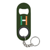 H Monogram überlagert sich auf irischer Flagge Mini Flaschenöffner (Rückseite)