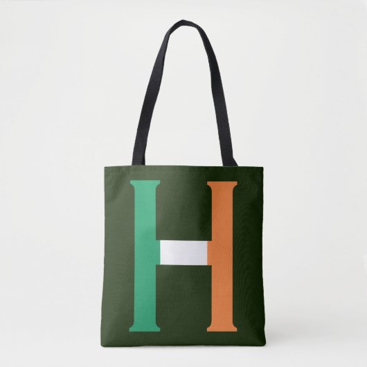 H Monogram überlagert sich auf irischer Flagge Tasche (Vorderseite)