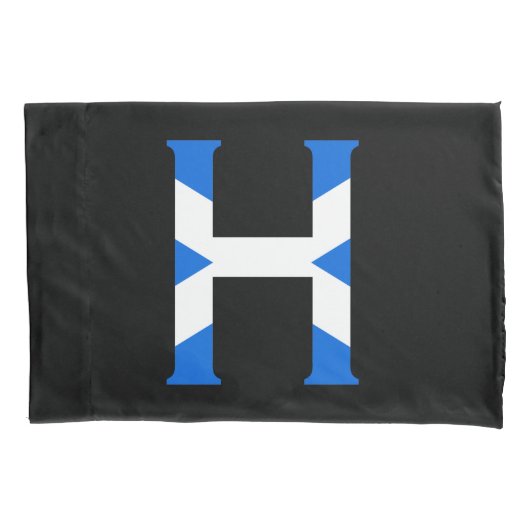 H Monogram überlagert sich auf Scottish Flag Pccn Kissenbezug (Vorderseite)