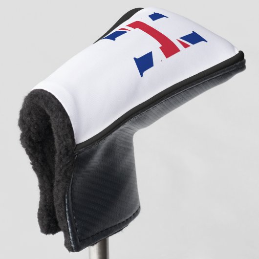 H Monogram überlagert sich auf Union Jack Flag pcc Golf Headcover (3/4 Vorderseite)