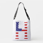 H Monogram überlagert sich auf US Flag cbcnt Tragetaschen Mit Langen Trägern (Rückseite)