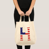 H Monogram überlagert sich auf US Flag Gtcnt Tragetasche (Vorderseite (Produkt))