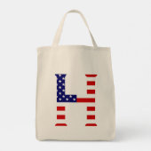 H Monogram überlagert sich auf US Flag Gtcnt Tragetasche (Rückseite)