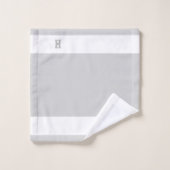 H Monogramm auf leicht grau und weiß Badhandtuch Set (Waschlappen)