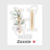H Monogramm Floral Personalisiert Aufkleber (Blatt)