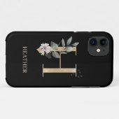 H Monogramm Floral Personalisiert Case-Mate iPhone Hülle (Rückseite (Horizontal))