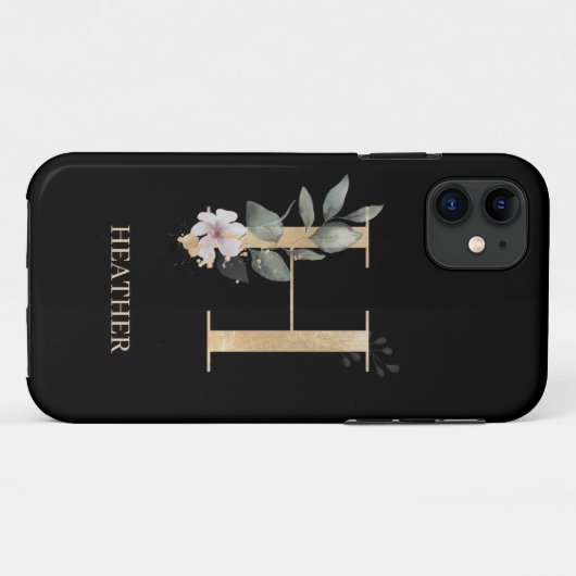 H Monogramm Floral Personalisiert Case-Mate iPhone Hülle (Rückseite (Horizontal))