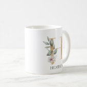 H Monogramm Floral Personalisiert Kaffeetasse (VorderseiteRechts)